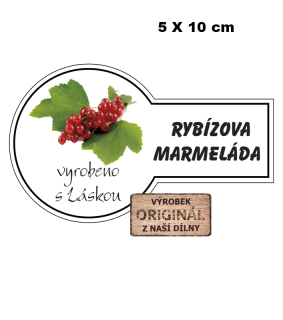Samolepicí etiketa - Rybízová marmeláda 5 x 10 cm