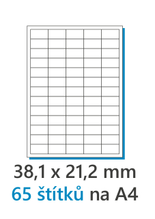 Etiketa 38,1x21,2mm/100ks bílá, Labels 1/65