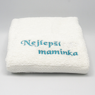 Ručník bílý s výšivkou Nejlepší maminka